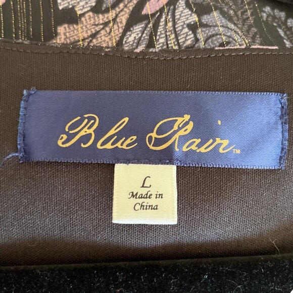 Blue Rain Womens Wrap Style Top Sz L Black Floral Sheer Poet Sleeve Dark Romance - Picture 7 of 11